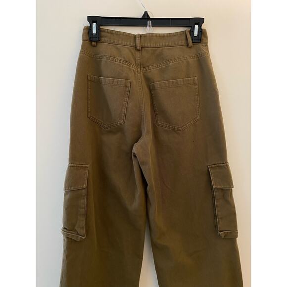 Paris Atelier & Other Stories EU 32 US 2 Green Khaki Wide Leg Cargo Pant Raw Hem - Picture 8 of 8